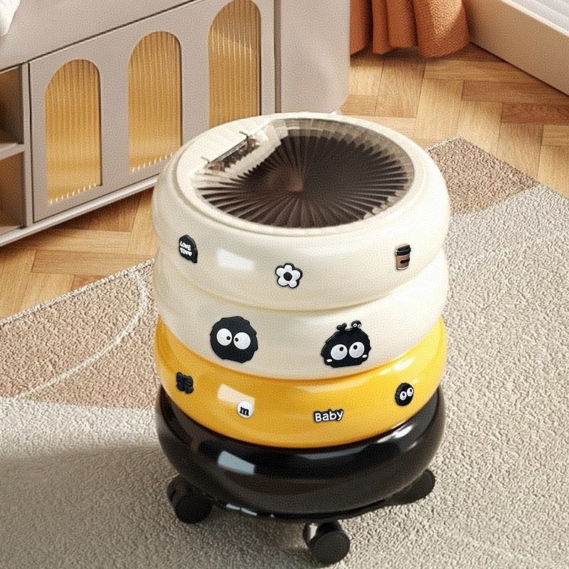 Luxury Creative Trash Can High-quality Household Trash Can with Pulley Movable Paper Basket for Kitchen Living Room