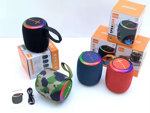Oem Factory Price Waterproof Ipx5 7w Rgb Round Mini Bocina Portable Fabric Outdoor Bt Wireless Blue Tooth Speaker