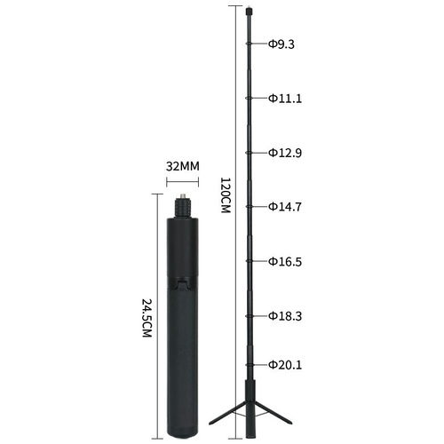 Insta360 Mini 2-in-1 Lightweight Tripod Selfie Stick and Tripod, Suitable for GO 2- X2- R - X, Suitable for Mobile Phones