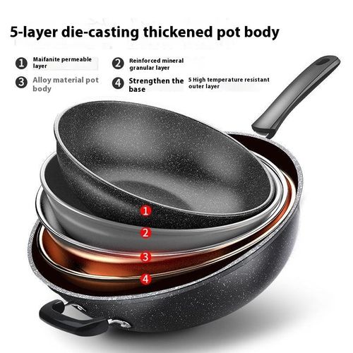 5-Layer Thickened Non-Stick Medical Stone Iron Pan Universal Stove Suitable Household Wok