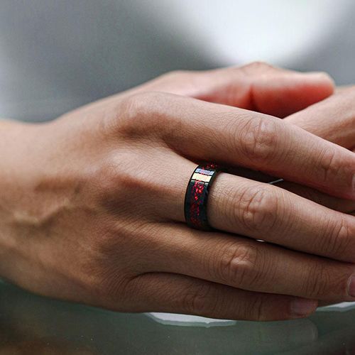 Luxury Red Gemstone Horse Eye Wedding Rings for Couples Trendy New Fashion Alloy Promise Diamonds Black Wedding Bands for Women