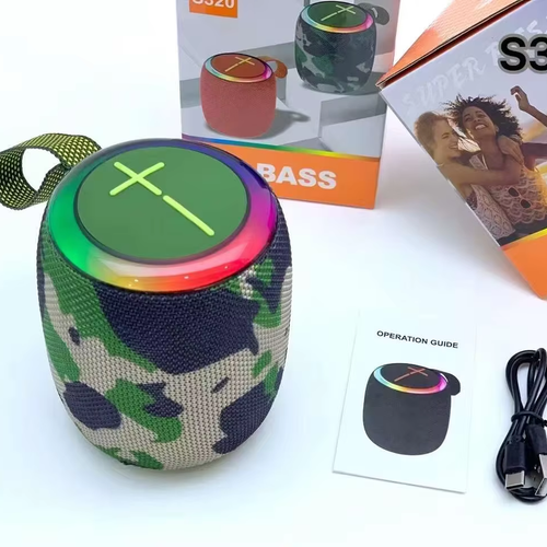 Oem Factory Price Waterproof Ipx5 7w Rgb Round Mini Bocina Portable Fabric Outdoor Bt Wireless Blue Tooth Speaker