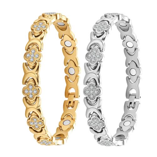 Tiktok Hot Selling Fashionable Clover Stainless Steel Diamond Magnetic Bracelet for Women