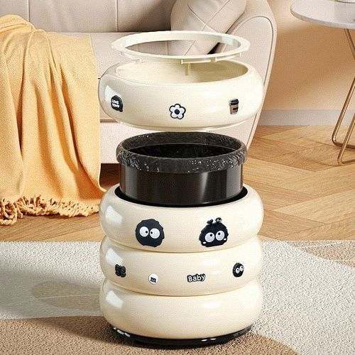 Luxury Creative Trash Can High-quality Household Trash Can with Pulley Movable Paper Basket for Kitchen Living Room