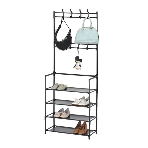 Assembly Coat Clothes Storage Metal Folding Shoe Rack for Entryway Bedroom Dormitory Hangers Hooks Fabric Storage Cabinet