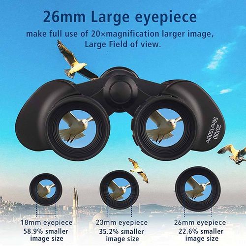 High Power 20x50 Compact Waterproof Binoculars with Night Vision for Bird Watching Hunting Travel & Games Low Light Suitable