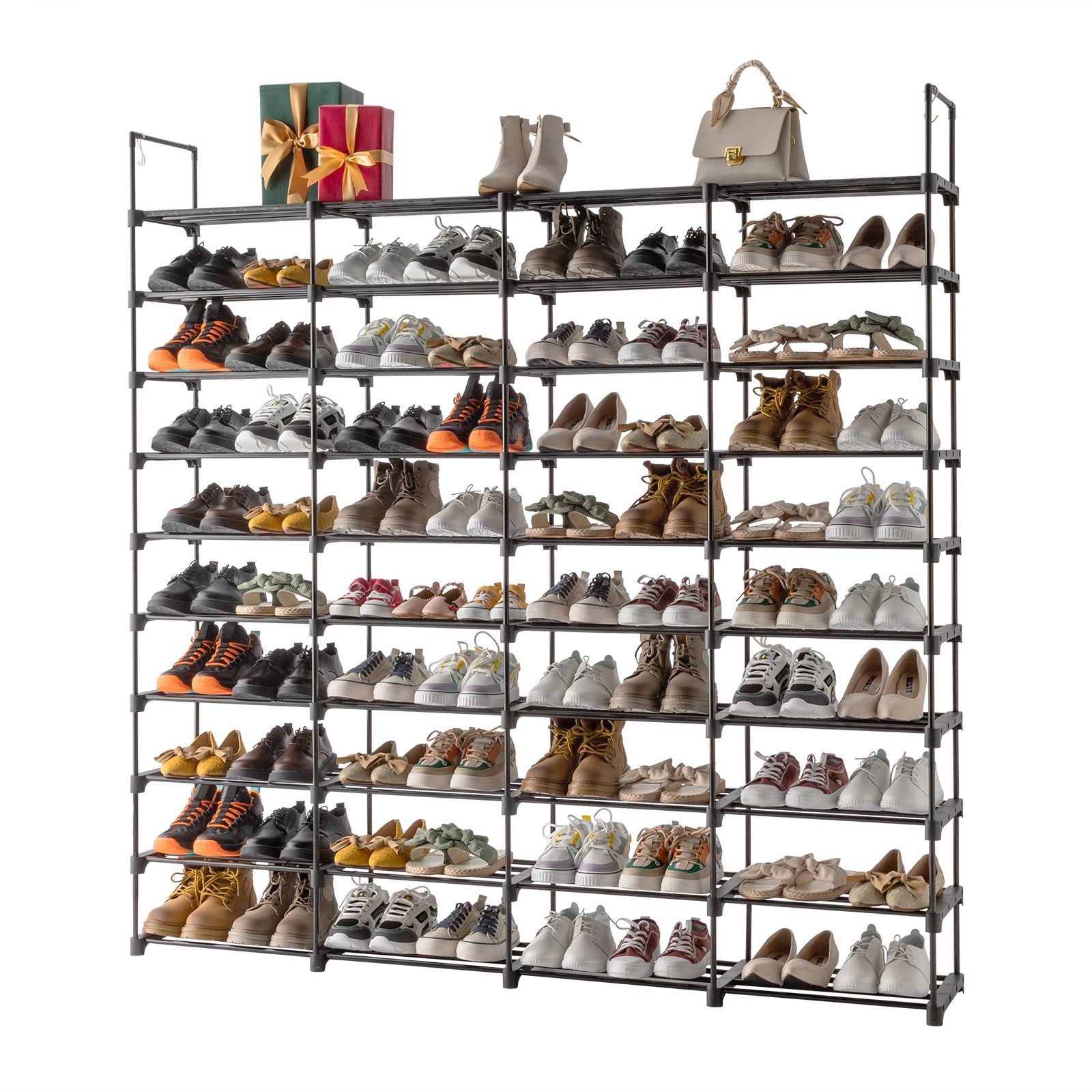 10 Tiers Shoe Rack Storage Organizer Shoe Shelf Organizer for Entryway Holds 80 Pairs Shoe, Stackable Shoe Cabinet Shoe Rack