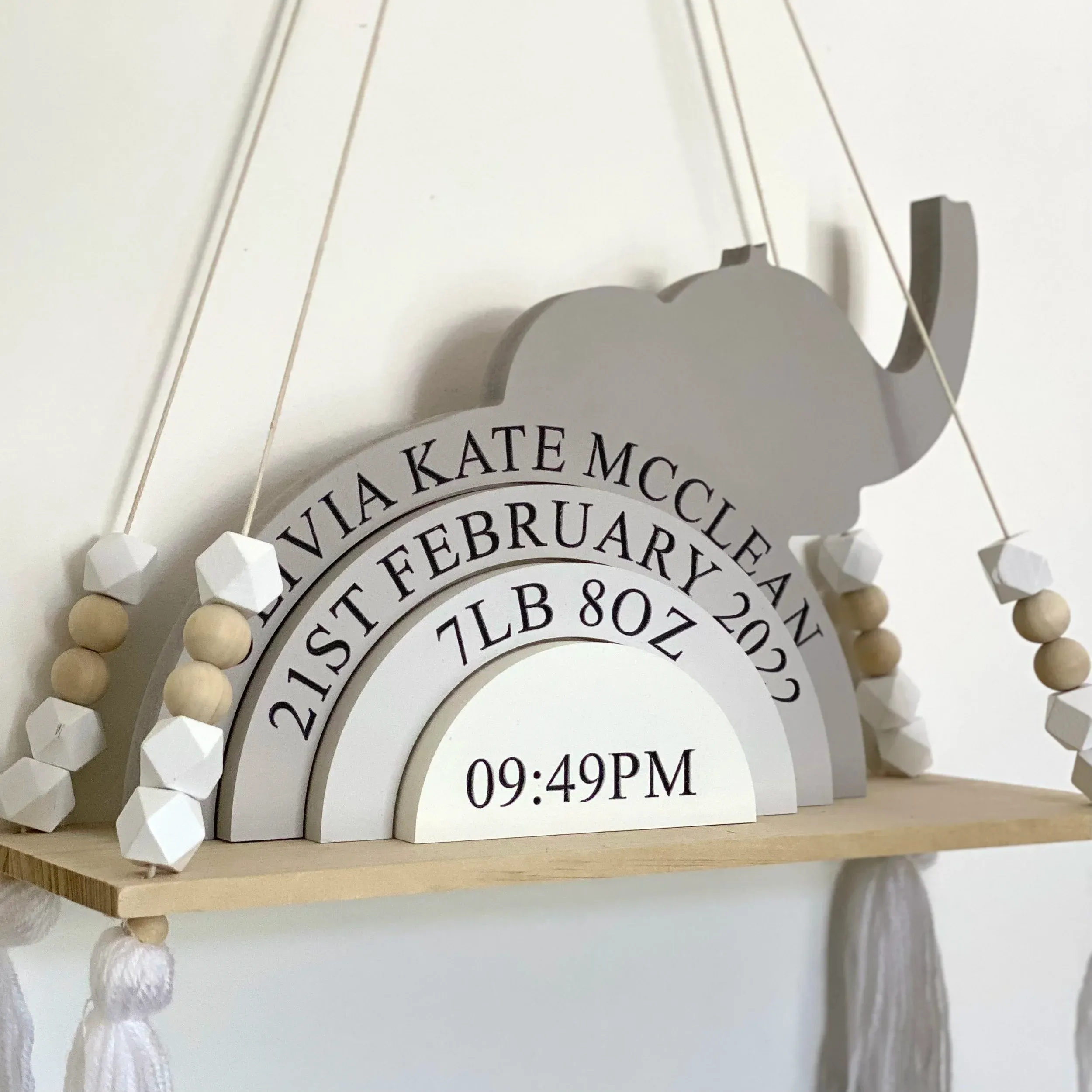 Personalized Elephant Stacking Blocks — Creative Birth Record Keepsake