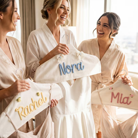 Personalized Bridesmaid Hangers Set, Custom Padded Hanger for Wedding Party, Maid of Honor Proposal Gift