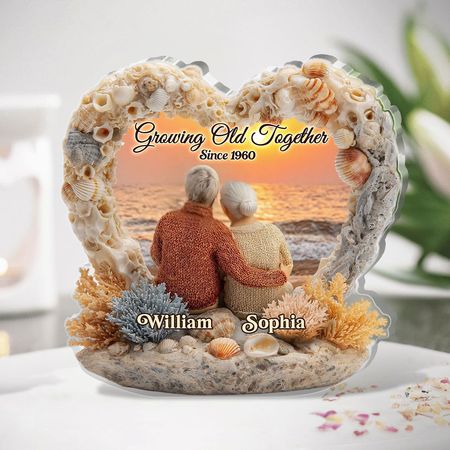 Growing Old Together  - Personalized Custom Shaped Squared Acrylic Plaque