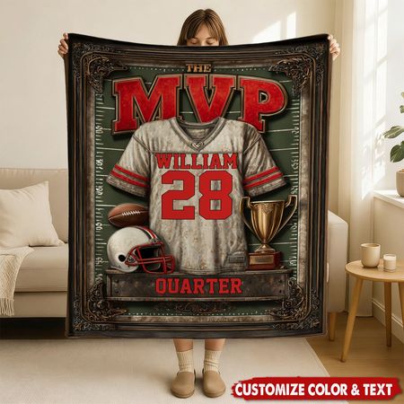 Gift For Football Son  Daughter - Personalized Football Blanket