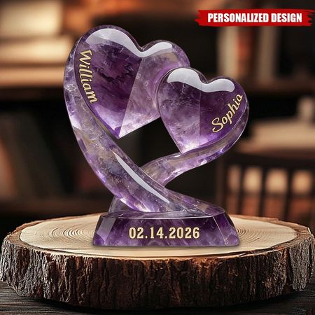 Personalized Heart-Shaped Acrylic Keepsake - Custom Name & Date