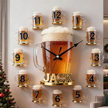 Personalized beer mug themed decorative clock