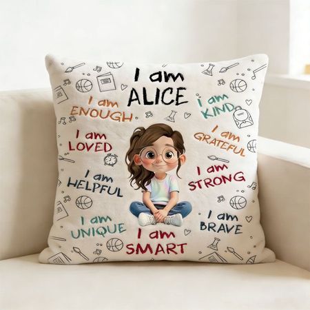 Personalized Confidence Pillow for Kids – Custom Name Motivation Pillow with Pillow Insert