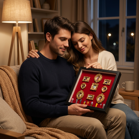 Personalised Couple Photo Memory Box – Romantic Mini Museum Frame with LED Light ✨📸
