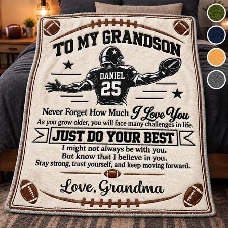 Personalised Sports Name and Number Flannel Blanket - Shine Bright On The Field