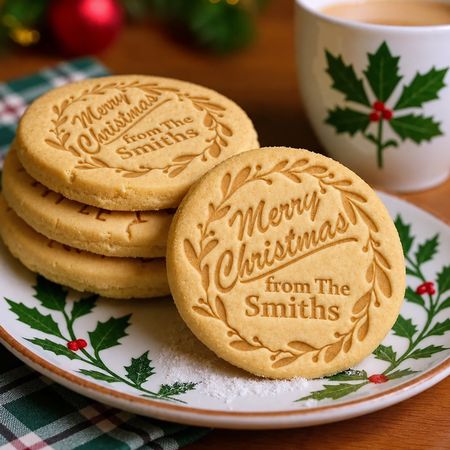 Personalized Christmas Cookie Stamp with Family Name – Custom Merry Christmas Cookie Embosser & Cutter Set