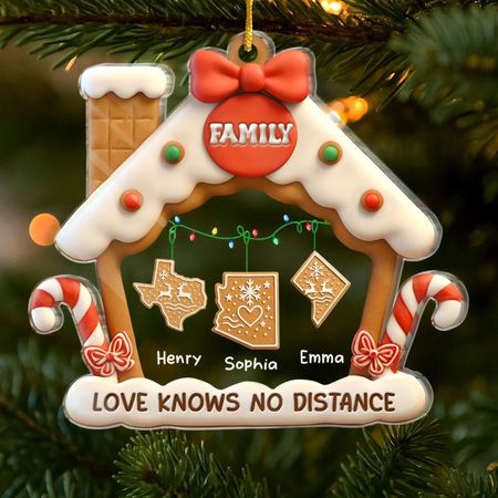 Custom Acrylic Ornament - Personalized Christmas Birthday Gifts For Mom, Dad, Kids - Always Together, No Matter Where