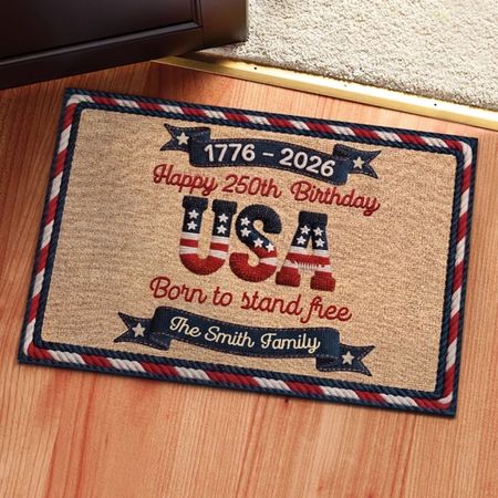 Custom Home Decor Decorative Mat - Personalized 4th Of July Gifts For Mom, Dad, Brother, Sister, Kids - Home Of The Brave