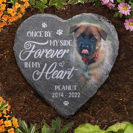 Custom Photo Heart Shaped Memorial Stone - Personalized Pet Memorial Sympathy Gifts For Dogs, Cats - Cherished Memories, Endless Love