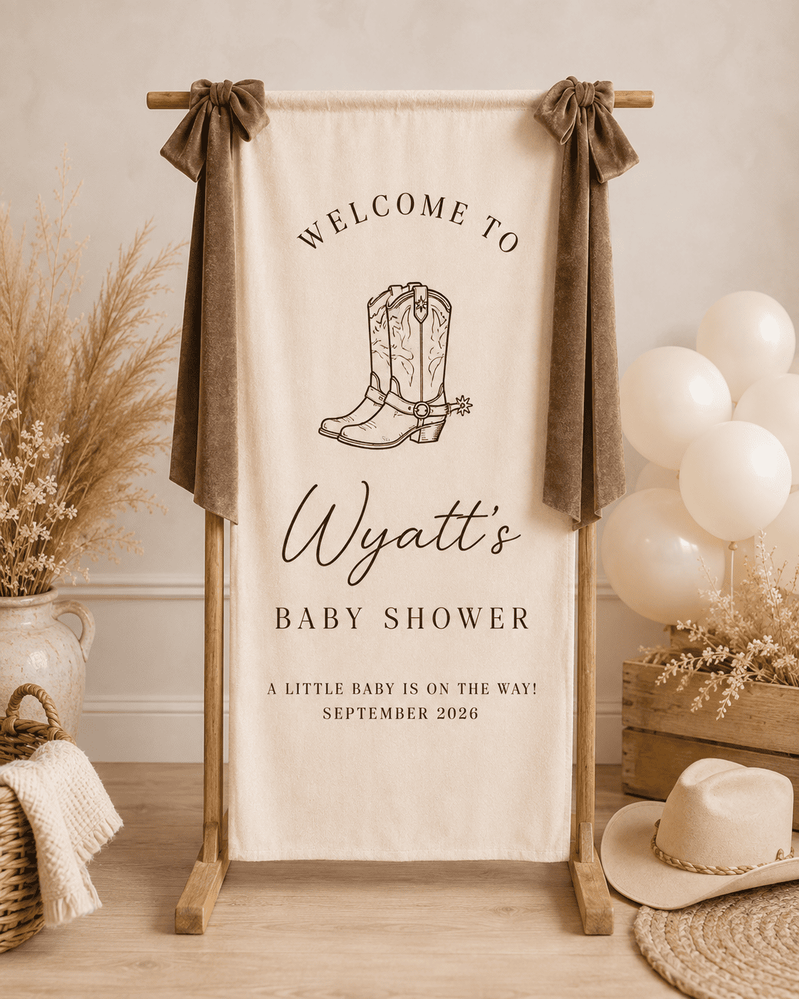 Cowboy boots baby shower banner theme