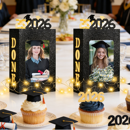 Customizable 2026 Graduation Photo Frame – Done with Style Table Decor for Graduation Party