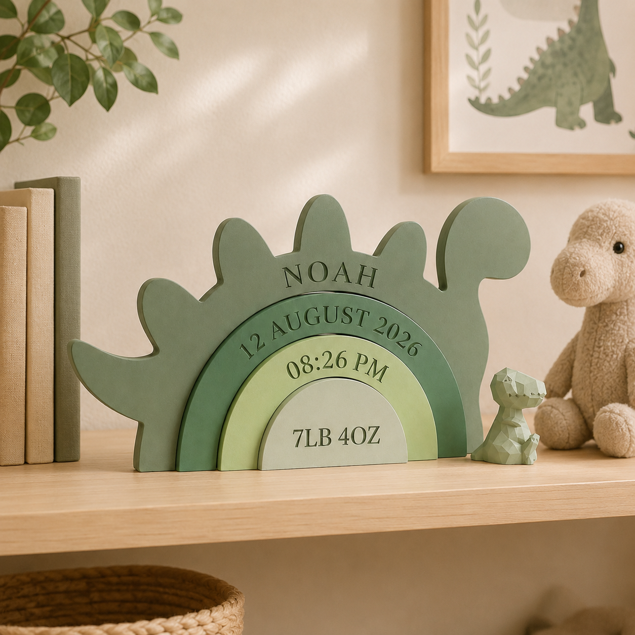 Personalized dinosaur nursery keepsake