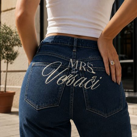 Personalized Embroidered Name Jeans-Personalized Denim Pants for Her