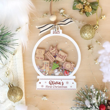 Personalized Baby's First Christmas Shake Keepsake Ornament – Custom Birth Details Keepsake