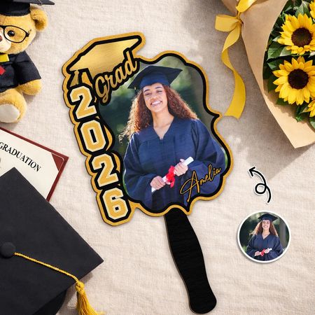Custom Photo Congrats Graduation - Personalized Graduation Handheld Fan