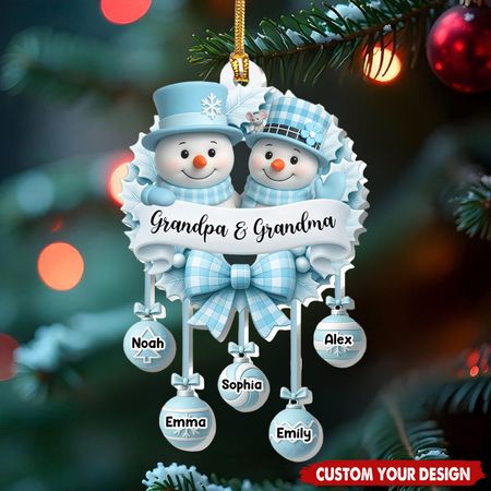 Snowy Parents Grandparents - Personalized Family Christmas Ornament
