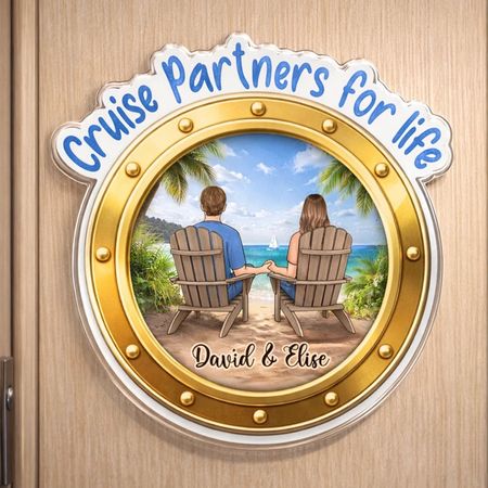 Custom Cruise Ship Door Magnet - Personalized Summer Vacation And Travel Gifts For Husband And Wife, Him And Her - Sun, Love, And Summer