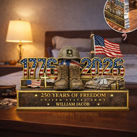 Personalized 250 Years Of Freedom 1776–2026 Acrylic Block Plaque - Veteran Gift, Patriotic Military Memorial Decor