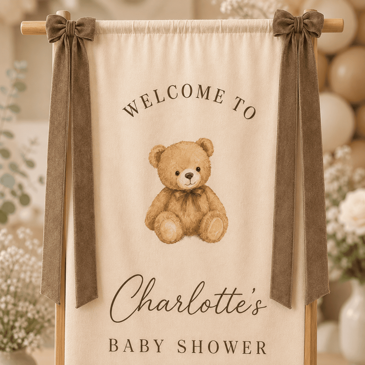 Teddy bear baby shower banner theme