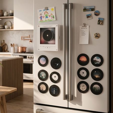 Customizable Music Box Fridge Magnet – Nine Personalized CD Covers and Songs, Creative Gift Idea