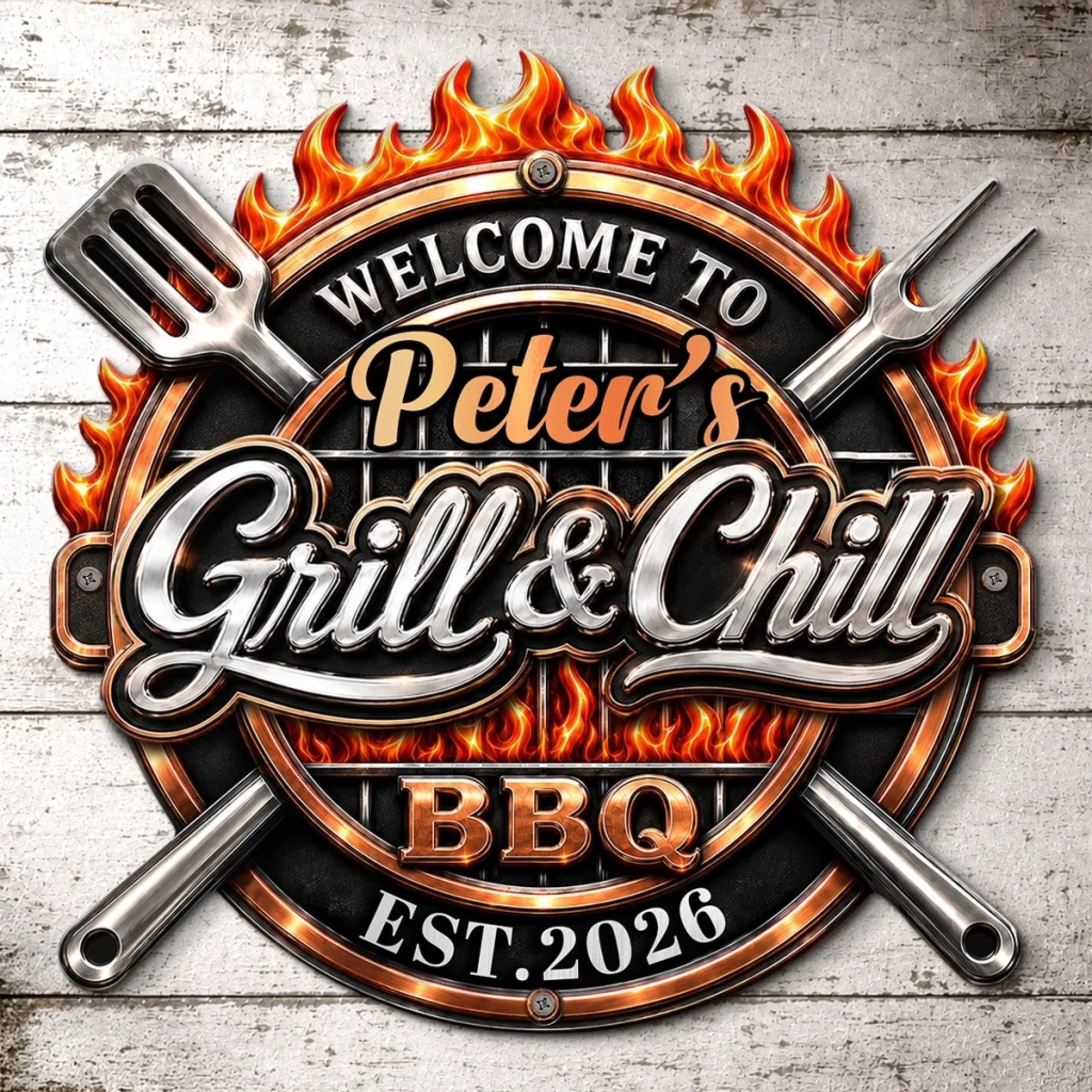 Personalized BBQ Metal Sign - Personalized Grilling Gifts For BBQ Lovers, Husband