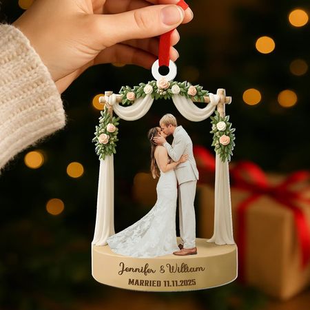 Personalized Engagement Ornament,  Christmas Gift For Newlyweds