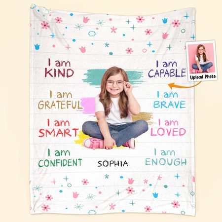 Custom Photo I Am Kind  - Personalized Baby Photo Blanket
