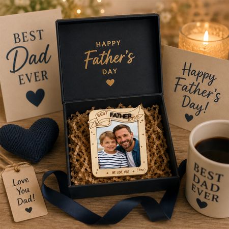Personalized 'Best Dad Ever' Photo Fridge Magnet – Custom Name & Photo Gift for Father