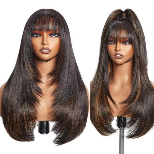 Double Drawn Virgin Hair Wig Glueless Hd Lace Wig Real Straight Human Hair Lace Bob Wig for Black Women Daily Party Use