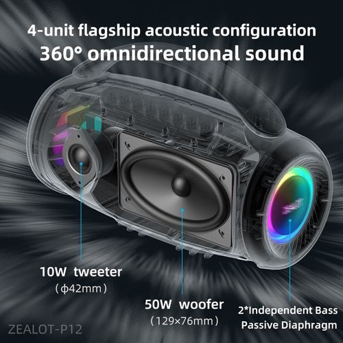 ZEALOT P12 60W High Volume for Bluetooth Speaker Portable Waterproof RGB Lighting High Quality Colorful Lights for Home Use