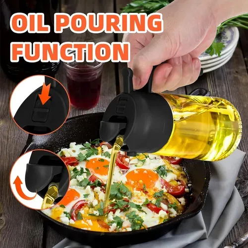 470ml Mist 2 in 1 Olive Oil Dispenser Bottle Premium Glass Oil spray Bottle Oil Sprayer for Cooking
