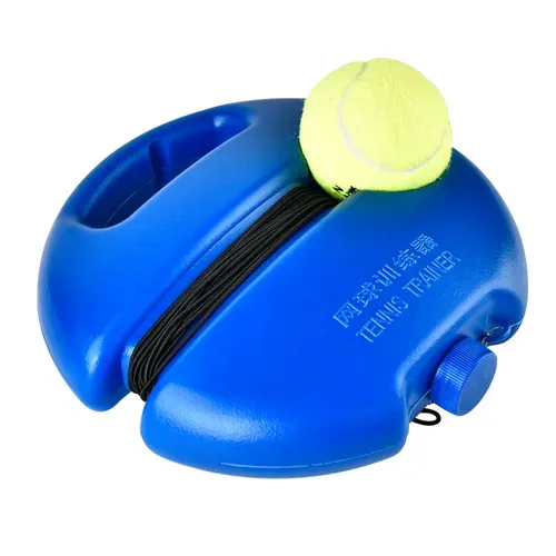 Tennis trainer, including a tennis base and rope set