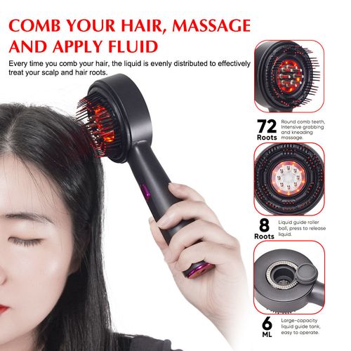 XBH Trend 2025 Electric Hair Scalp Massager Brush for Hair Growth Oil Applicator Massage Comb Anti Hair Loss Red Light Devices