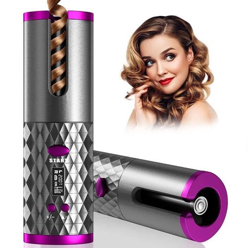 Automatic Curling Iron Cordless Hair Curler with 6 Temps Rechargeable Rotating Curling Iron Portable Curling Wand