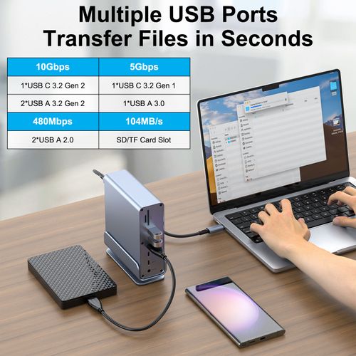 16 in 1 Type c Docking Station With 3 Screens Extend HD 4K60hz DP Monitor Expansion USB3.1 10G USB C Docking Station