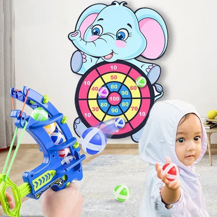 Children's educational bow and arrow catapult darts sticky ball