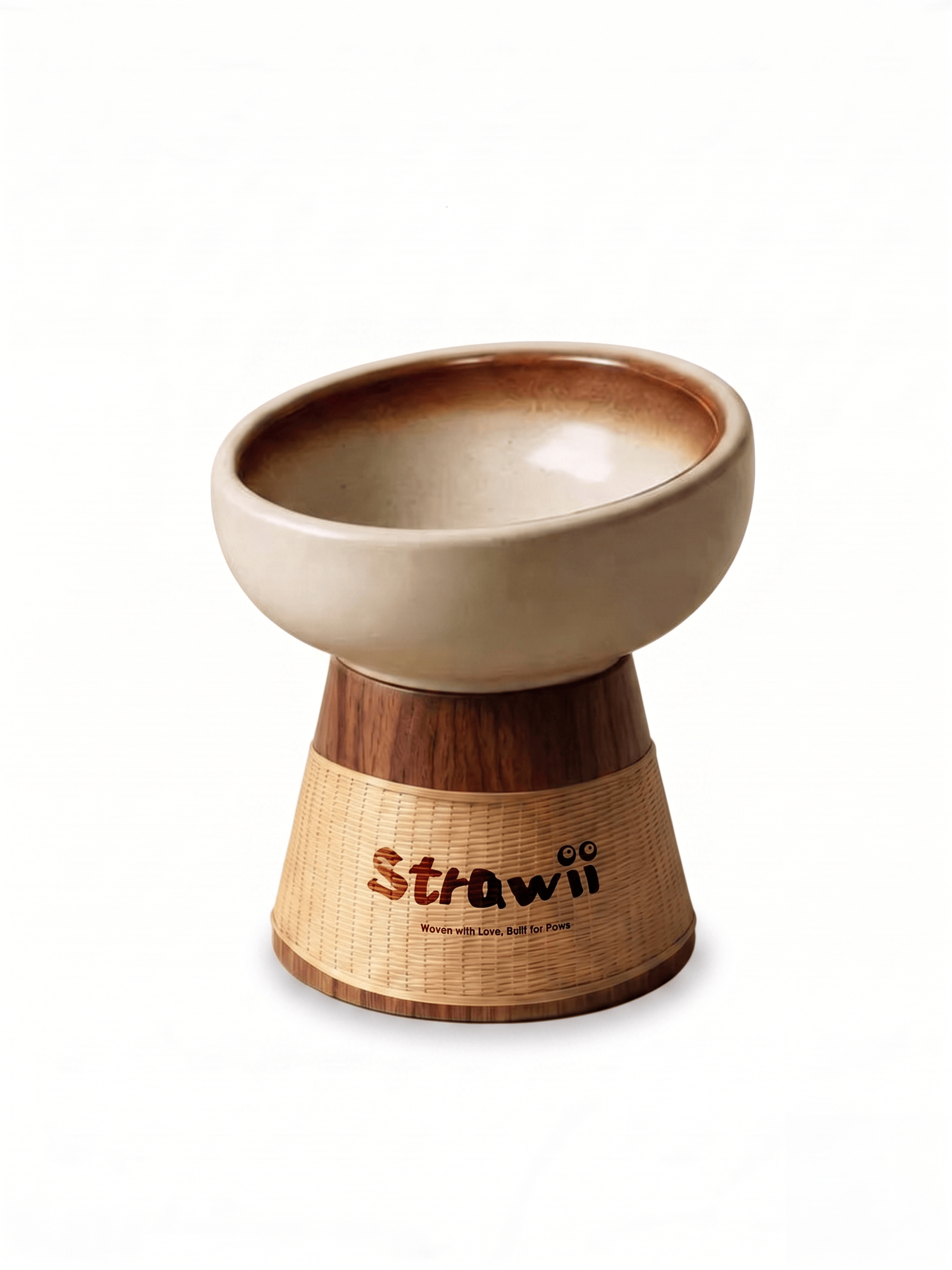 strawii Minimalist Ceramic Dog Bowl - Heavyweight & Anti-Slip for Everyday Dining
