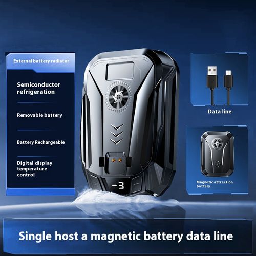 The magnetic back clip for the mobile phone heat sink that can be magnetically attached freezes and uses semiconductor refrigeration to cool down. It is a cooling device for the mobile phone that can dissipate heat and is detachable with the battery. It is a wireless cooling fan for mobile phones. It is specifically designed for gamers to cool down their mobile phones.
