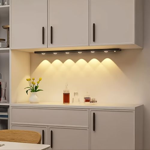 USB rechargeable motion sensor LED light strip - dimmable, 3 colors, wireless lighting, suitable for kitchen, wardrobe, cabinet, bedroom, etc. - Ideal for modern home with marble countertops and white light effects, bedroom lighting | Fashion fixtures | Wireless LED, Indoor motion sensing light